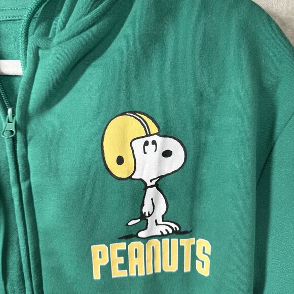 Peanuts Snoopy NEW Sweatshirt Hoodie Jacket Women Large Full Zip Green Football - Picture 3 of 10